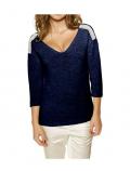 Designer-Pullover mit Perlen marine