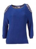 Designer-Pullover mit Perlen royalblau