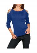 Designer-Pullover mit Perlen royalblau