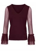 Designer-Pullover mit Plisseeärmeln bordeaux