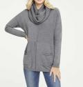 Designer-Pullover mit Schal grau-melange