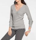 Designer-Pullover mit Seide grau-melange