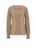 Designer-Pullover mit Spitze camel-melange