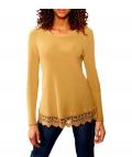 Designer-Pullover mit Spitze gelb