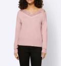 Designer-Pullover mit Spitze puder