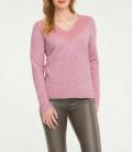 Designer-Pullover mit Spitze rosenholz