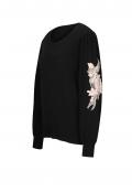 Designer-Pullover mit Spitze schwarz