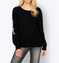 Designer-Pullover mit Spitze schwarz