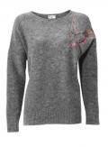 Designer-Pullover mit Stickerei grau