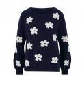 Designer-Pullover mit Stickerei marine