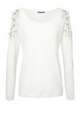 Designer-Pullover mit Strass ecru