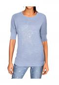 Designer-Pullover mit Strass hellblau