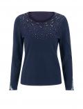 Designer-Pullover mit Strass marine