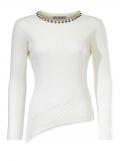 Designer-Pullover mit Strass offwhite