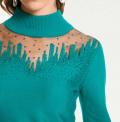 Designer-Pullover mit Strass smaragd