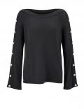 Designer-Pullover mit Vario-Schlitz schwarz