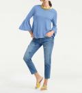 Designer-Pullover mit Volants blau