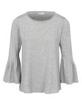 Designer-Pullover mit Volants grau-melange