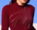 Designer-Pullover mit Ziersteinchen dunkelrot