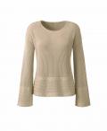 Designer-Pullover mit Zopfmuster beige