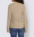 Designer-Pullover mit Zopfmuster beige