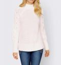 Designer-Pullover mit Zopfmuster ecru