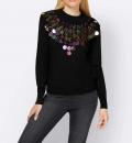 Designer-Pullover mitPailletten schwarz