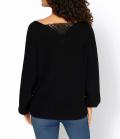 Designer-Pullover mitSpitzen schwarz