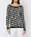 Designer-Pullover schwarz-ecru