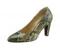 Designer-Pumps beige-oliv-metallic