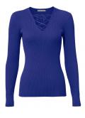 Designer-Rippenpullover royalblau