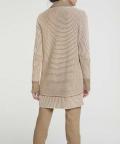 Designer-Rippenstrickjacke mit Kaschmir camel-ecru