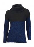 Designer-Rollkragenpullover schwarz-blau Gr. 38