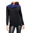 Designer-Rollkragenpullover schwarz-royalblau