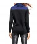 Designer-Rollkragenpullover schwarz-royalblau