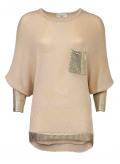 Designer-Rundhalspullover beige-gold