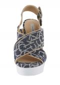 Designer-Sandalette blau-beige