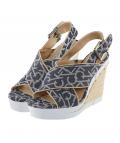 Designer-Sandalette blau-beige