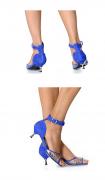 Designer-Sandalette mit Strass royalblau Größe 39