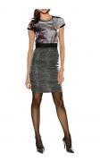 Designer-Satin-Tweed-Kleid bunt