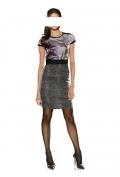 Designer-Satin-Tweed-Kleid bunt