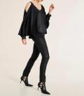 Designer-Satinbluse mit Cut-Outs schwarz