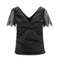 Designer-Satinbluse mit Spitze schwarz