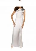 Designer-Seiden-Abendkleid creme