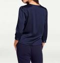 Designer-Seiden-Wickelbluse marine