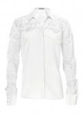 Designer-Seidenbluse mit Spitze creme