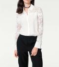 Designer-Seidenbluse mit Spitze creme