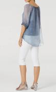 Designer-Seidenbluse mit Spitze jeansblau