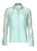 Designer-Seidenbluse mit Spitze mint