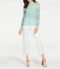 Designer-Seidenbluse mit Spitze mint